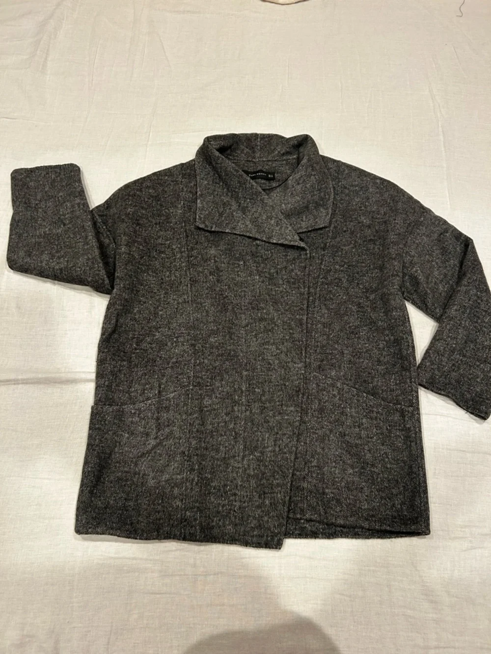 Zara Grey Wool Open-Front Coat - Picture 3 of 3